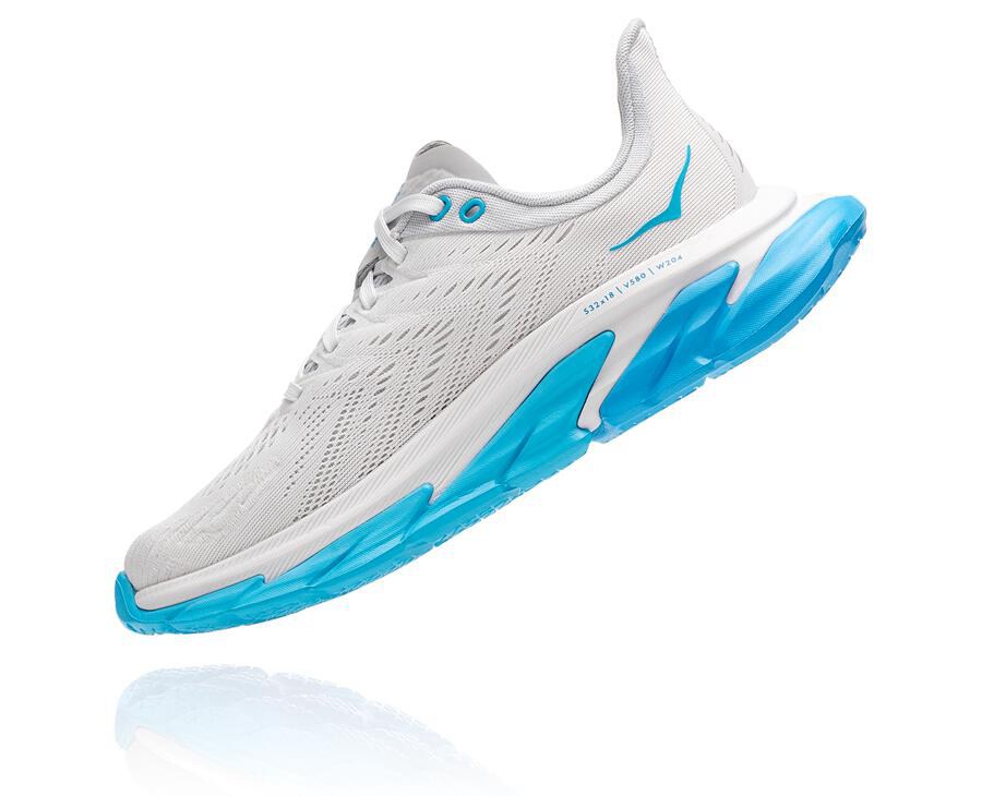 Running Shoes Womens - Hoka One One Clifton Edge - White/Blue - AMGILTW-32